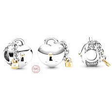 Striebro 925 Srdce a zámok, korálky na náramku lásky