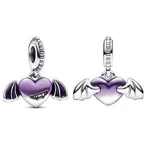 Strieborný 925 prívesok upírske srdce s krídlami, upír, Halloween prívesok na náramok