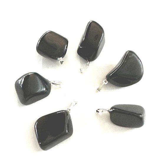 Obsidián čierny Trommel príves prírodný kameň S, cca 2 - 2,5 cm, záchranný kameň