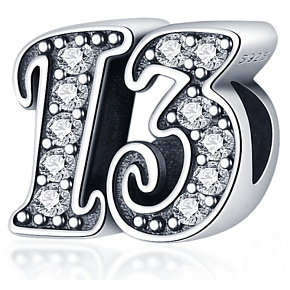 Prívesok Striebro 925 13. výročie, korálik na náramku