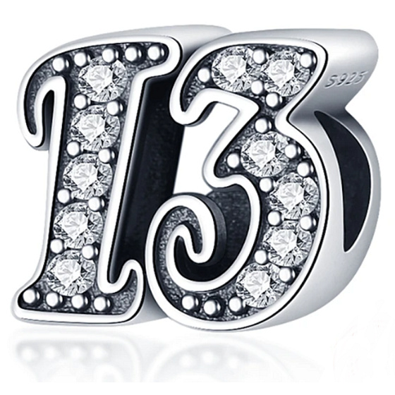 Prívesok Striebro 925 13. výročie, korálik na náramku