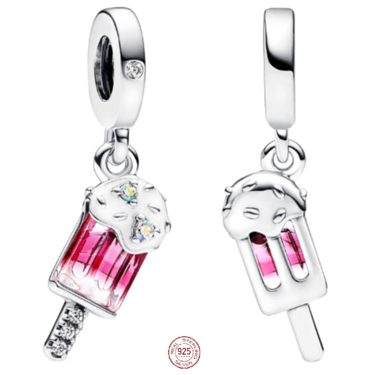 Charm Sterlingové stříbro 925 Nanuk - Sladká lahůdka pro toho, kdo má tvé srdce, přívěsek na náramek jídlo a pití Charm Sterlingové stříbro 925 Nanuk - Sladká lahůdka pro toho, kdo má tvé srdce, přívěsek na náramek jídlo a pití