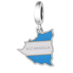 Charm Nicaragua vlajka - houpající se mapa, přívěsek na náramek cestování Charm Nicaragua vlajka - houpající se mapa, přívěsek na náramek cestování
