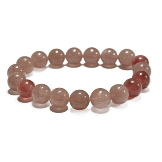 Kremeň ružový / jahodový náramok elastický prírodný kameň, guľôčka 10 mm / 16 - 17 cm, najdokonalejší liečiteľ