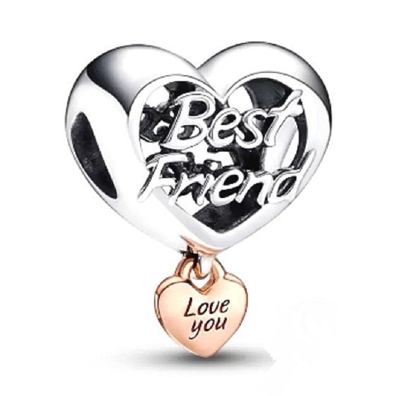 Striebro 925 Srdce a nápis I love you best friend - Milujem ťa, najlepší priateľ, náramok priateľstva