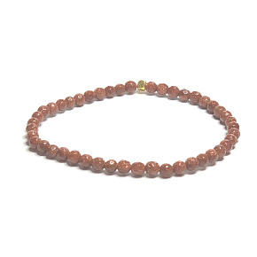 Zlatý náramok s fazetou, elastický, guľôčka 4 mm / 16 - 17 cm, kameň ambition