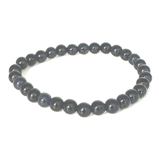 Zafírový náramok elastický prírodný kameň, guľôčka 6 mm / 16 - 17 cm, kameň múdrosti, pravdy a intuície