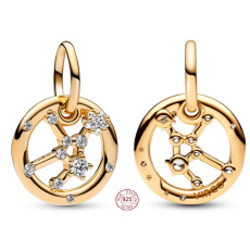 Šarm Striebro 925 pozlátené znamenie zverokruhu Panna, prívesok náramok