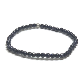 Zlatý kameň modrý Avanturín fazetový náramok elastický, guľôčka 4 mm / 16-17 cm, ambícia kameňa