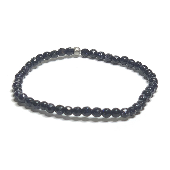 Zlatý kameň modrý Avanturín fazetový náramok elastický, guľôčka 4 mm / 16-17 cm, ambícia kameňa