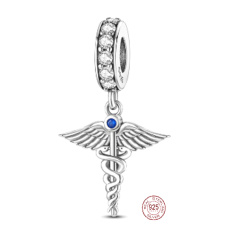 Prívesok Striebro 925 Graduation - Aesculapius personál - emblém lekárov a lekárnikov, Graduate prívesok na náramku práce