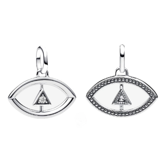 Charm Sterlingové stříbro 925 Mini medailon - Amulet proti uhranutí symbol