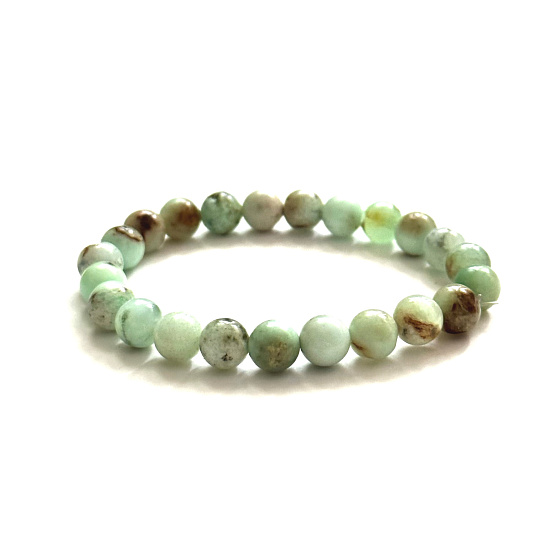 Chryzoprasový náramok elastický prírodný kameň, guľôčka 8 mm / 16 - 17 cm, kameň harmónie rodinných vzťahov