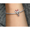 Prívesok Striebro 925 Disney Minnie Mouse mouse s bodkovanými šatami a mašľou, korálik na náramku