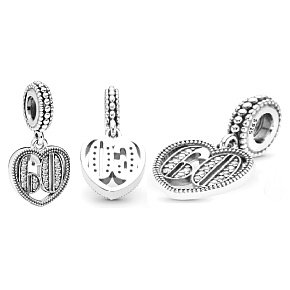 Šarm Striebro 925 60. výročie, prívesok srdca na náramku Šarm Striebro 925 60. výročie, prívesok srdca na náramku