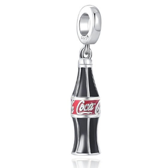 Strieborný prívesok 925 Coca Cola fľaša, náramok prívesok, jedlo a pitie