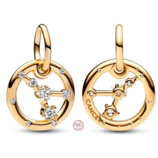 Šarm Striebro 925 Pozlátené znamenie zverokruhu Rak, prívesok na náramok