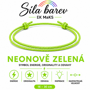 Šňůrkový náramek Síla barev – Neonově zelená | Symbol energie, originality a odvahy | nastavitelný 16 - 30 cm