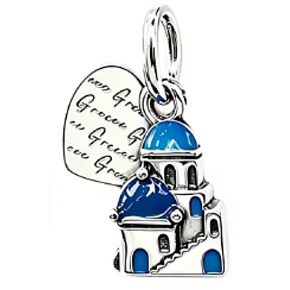 Charm Grécko – Santorini, modré kupoly a srdce Greece 2v1, spomienka na more, slnko a grécke ostrovy | Prívesok na náramok cestovanie Charm Grécko – Santorini, modré kupoly a srdce Greece 2v1, spomienka na more, slnko a grécke ostrovy | Prívesok na náramok cestovanie