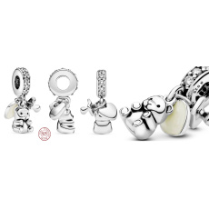 Šarm Sterling Silver 925 Plyšový medvedík 3v1, náramok prívesok Rodina Šarm Sterling Silver 925 Plyšový medvedík 3v1, náramok prívesok Rodina