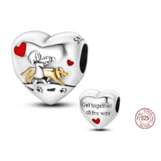 Striebro 925 Pes a ja - spojiť celú cestu, korálik na náramku pre domáce zvieratá Striebro 925 Pes a ja - spojiť celú cestu, korálik na náramku pre domáce zvieratá