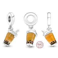 Prívesok zo striebra 925 Bubble Tea - Mliečny čaj, prívesok na náramok, Jedlo a nápoje Prívesok zo striebra 925 Bubble Tea - Mliečny čaj, prívesok na náramok, Jedlo a nápoje