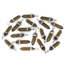 Kremeň hnedý Kyvadlo šesťuholník prívesok prírodný kameň 41 x 13 mm, ručne vyrezávaný, najdokonalejší liečiteľ