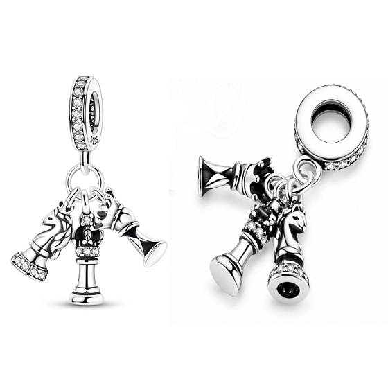 Charm Šachy – kráľ, kráľovná a veža | Prívesok na náramok, symbol stratégie a víťazstva, záujmy