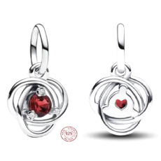 Prívesok Striebro 925 červený tmavý kruh večnosti január, prívesok náramok symbol