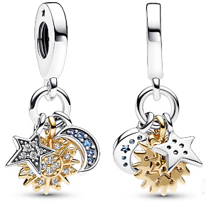Prívesok zo striebra 925 Nebeský prívesok s kubickými zirkónmi, slnko, hviezda, polmesiac, vesmírny prívesok na náramok 3v1 Prívesok zo striebra 925 Nebeský prívesok s kubickými zirkónmi, slnko, hviezda, polmesiac, vesmírny prívesok na náramok 3v1