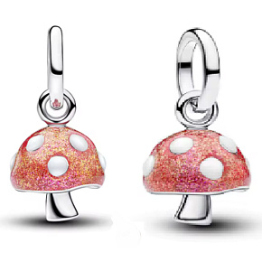Charm Sterlingové stříbro 925 Kouzelná muchomůrka s růžovým leskem, přívěsek na náramek příroda