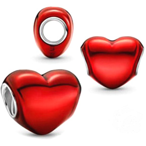 Šarm strieborný 925 kovový červený srdcový náramok láska