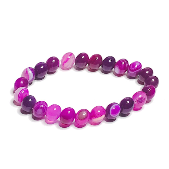 Achát ružový čipkovaný náramok elastický prírodný kameň, guľôčka 8 mm / 16 - 17 cm