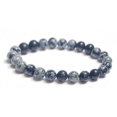 Obsidiánové vločky náramok elastický prírodný kameň, korálik 8 mm / 16-17 cm, záchranný kameň