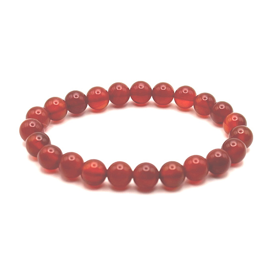 Achát červený elastický prírodný kameň, korálik 8 mm / 16-17 cm, dodáva pevnosť