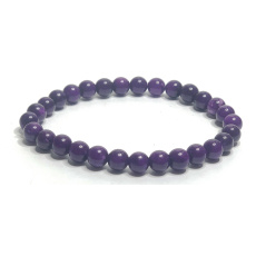 Sugilit náramok elastický prírodný kameň, guľôčka 6 mm / 16 - 17 cm, kameň lásky