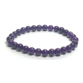 Sugilit náramok elastický prírodný kameň, guľôčka 6 mm / 16 - 17 cm, kameň lásky