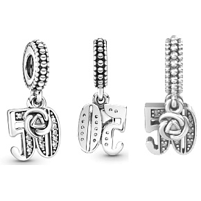 Prívesok striebro 925 50 rokov lásky, 2v1 výročie náramok prívesok