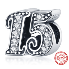 Prívesok Striebro 925 15. výročie, korálik na náramku