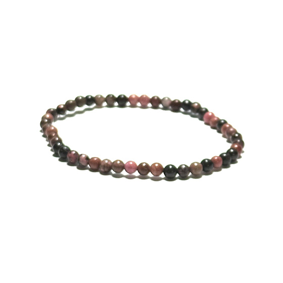 Rodonit tmavší náramok elastický prírodný kameň, guľôčka 4 mm / 19 cm, kameň odpustenia