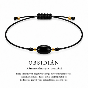 Obsidián – Síla minerálů | Nastavitelný šňůrkový náramek | Symbol ochrany