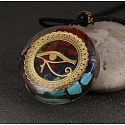 Orgonitový amulet, Oko rohu, generátor energie, prírodný kameň (7 čakier) + epoxidová živica + lano 22 g