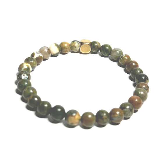 Ryolit náramok elastický prírodný kameň, guľôčka 6 mm / 16-17 cm, kameň číreho vedomia