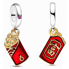 Šarm Striebro 925 Červená obálka - bohatstvo prívesok náramok symbol