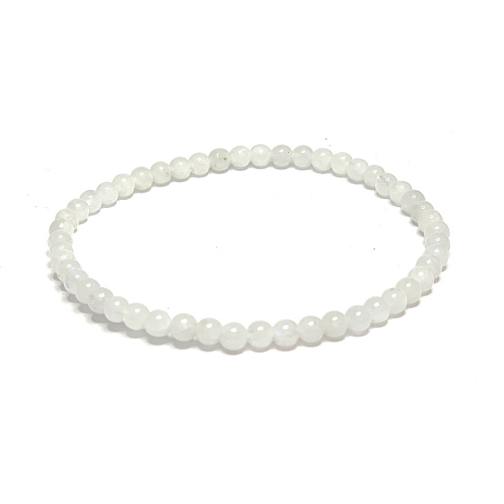 Mesačný kameň biely náramok elastický prírodný kameň, guľôčka 4 mm / 16-17 cm, kameň osudu