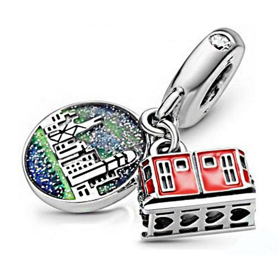 Charm Hong Kong Peak Tram Dangle, 2v1 cestovný náramok prívesok