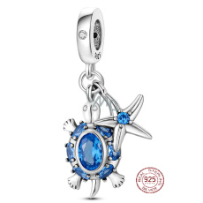Charm Striebro 925 Morská korytnačka, hviezdica 2v1, prívesok na náramok more Charm Striebro 925 Morská korytnačka, hviezdica 2v1, prívesok na náramok more