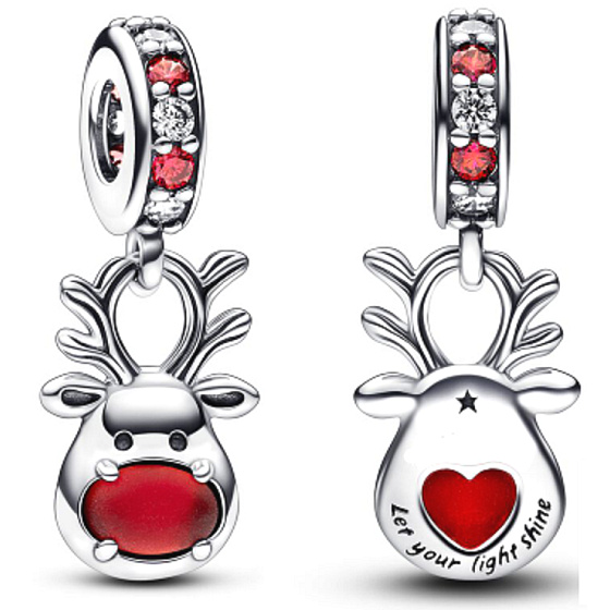 Prívesok zo striebra 925 Red Nose Reindeer - Let your light shine, vianočný náramok
