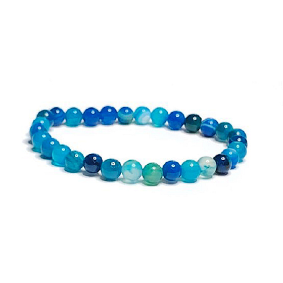 Agátový náramok z modrého jazera elastický prírodný kameň, guľôčka 6 mm / 16 - 17 cm