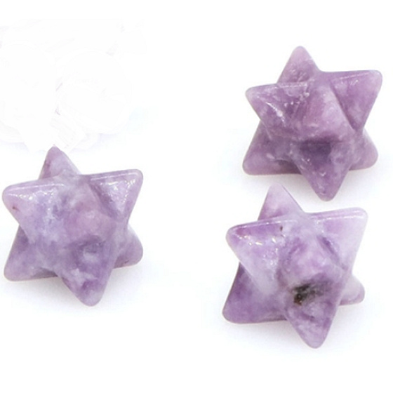 Lepidolitová merkaba hmatka z prírodného kameňa 13 mm, amulet športovcov